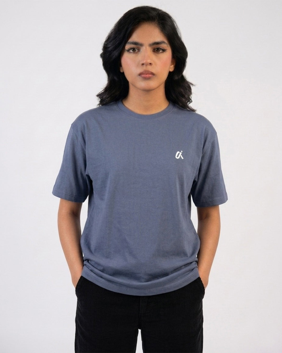 Dusty Blue Oversized Crew Neck T-Shirt S11