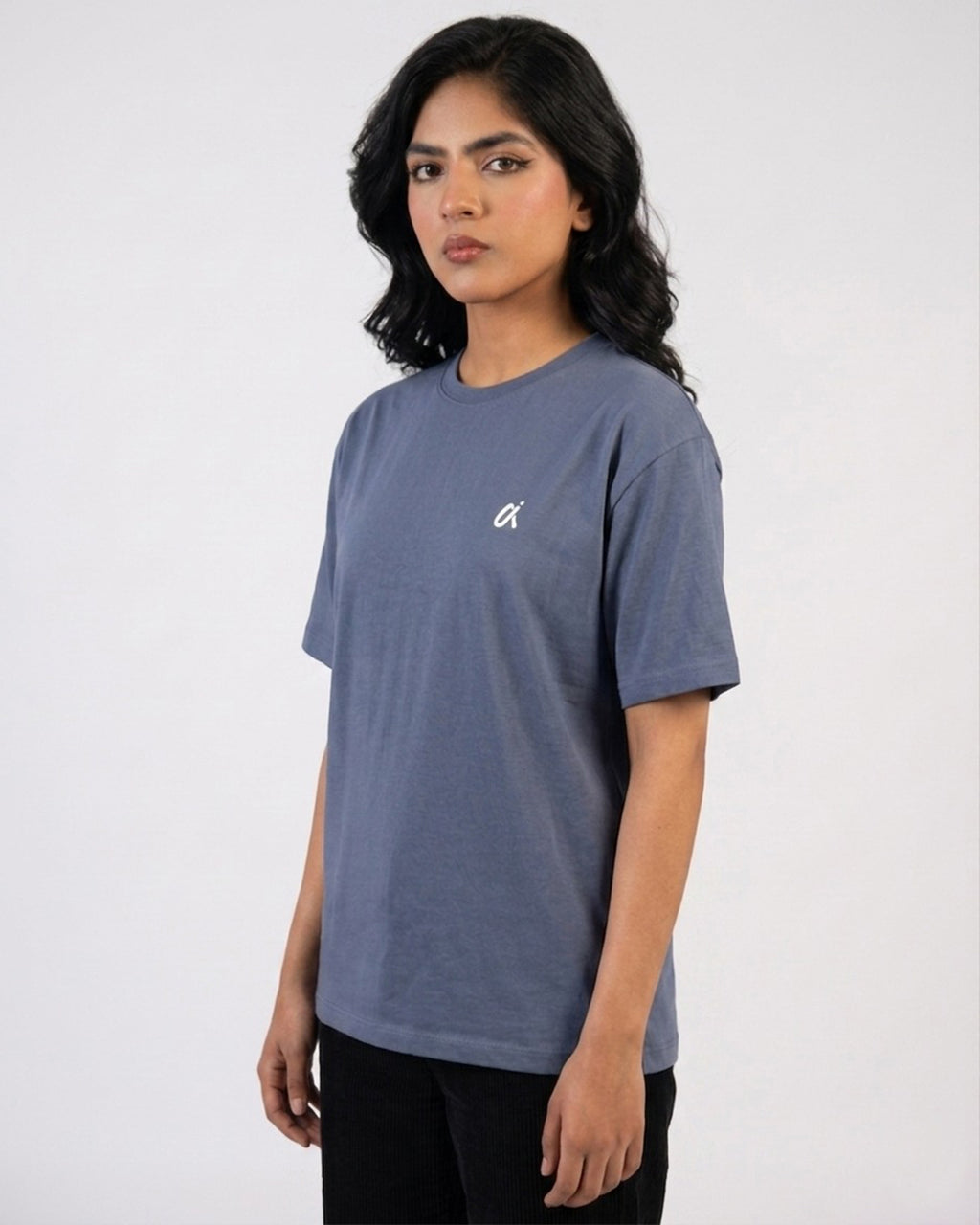 Dusty Blue Oversized Crew Neck T-Shirt S11