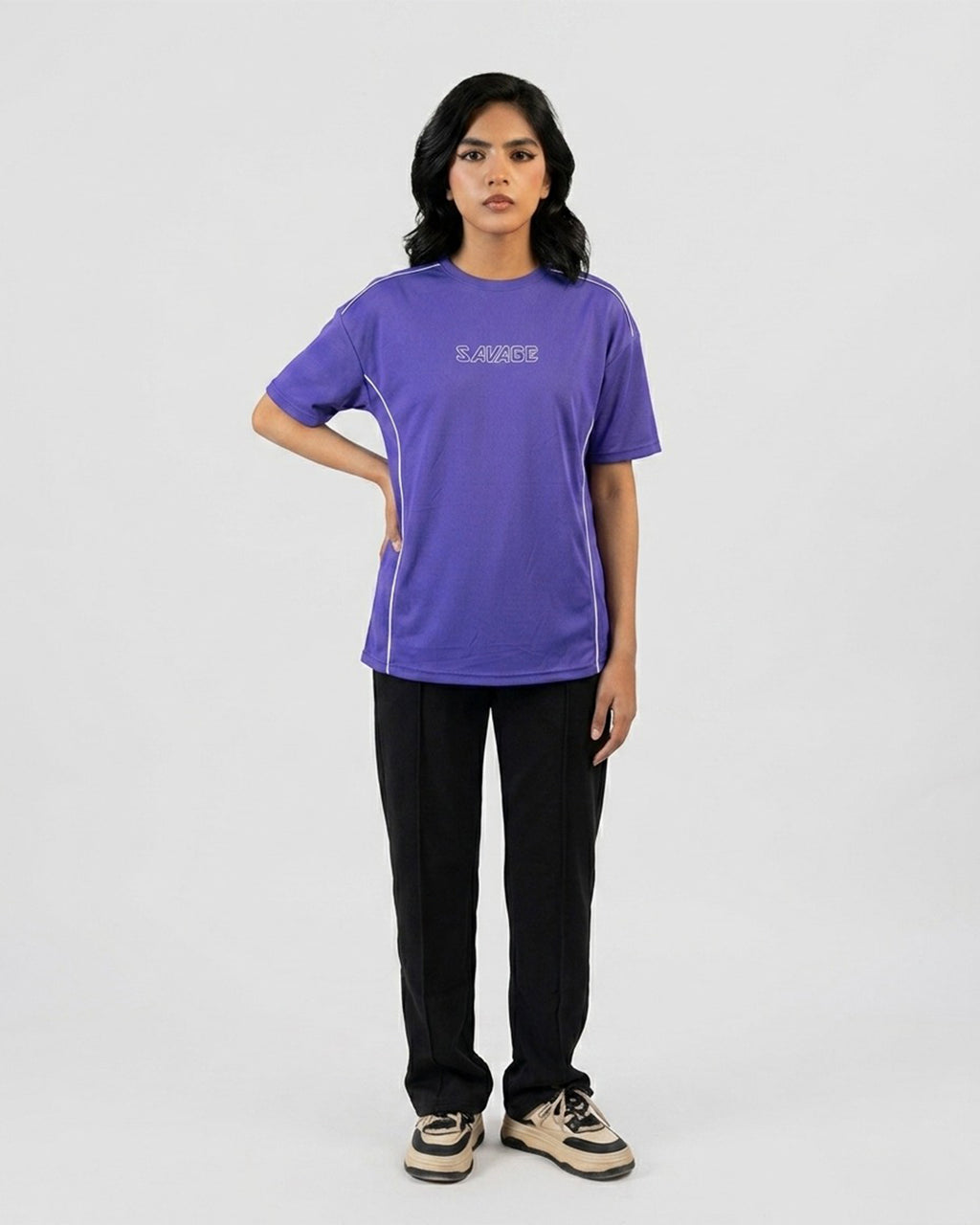 Purple Graphic Panel T-Shirt S12