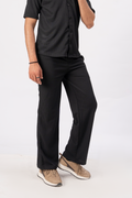Waffle Black Relaxed Fit Trouser - D12