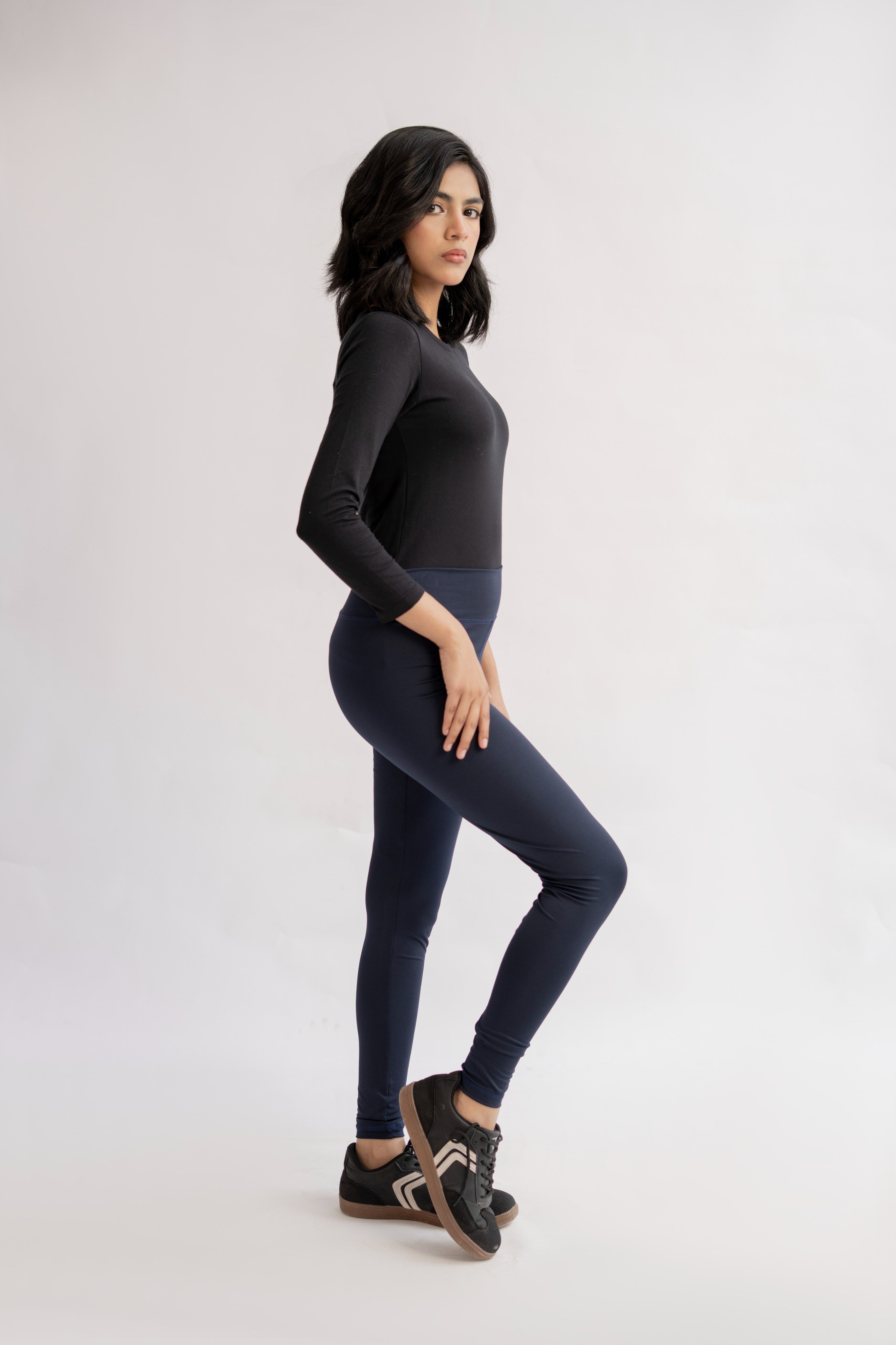 Pack of 4 Premium Slim Fit Tights + Free T-Shirt (Navy Blue, Black, Olive Green, Charcol) E8