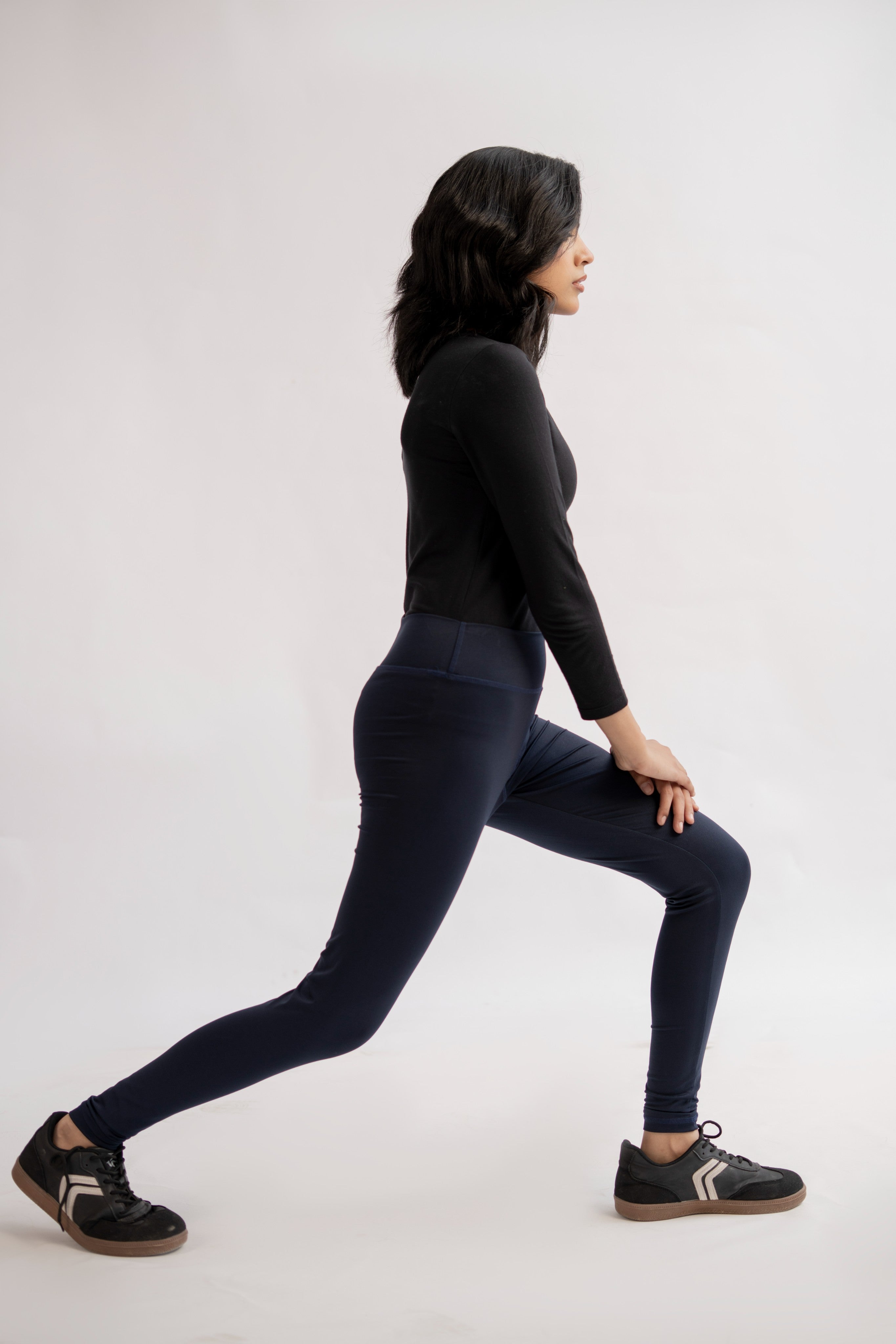 Pack of 3 Premium Slim Fit Tights + Free T-Shirt (Navy Blue, Black, Olive Green) E7