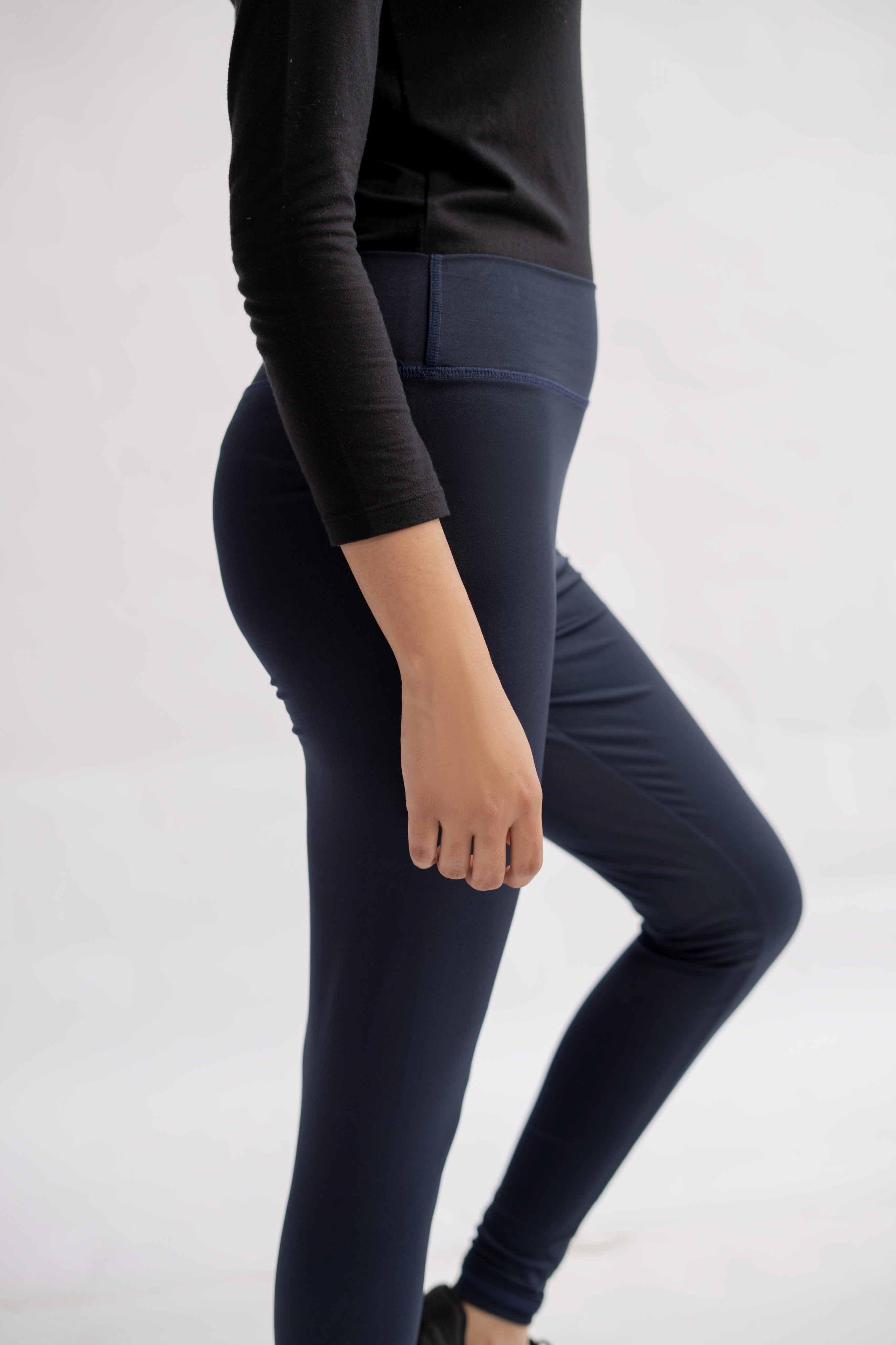 Pack of 2 Premium Slim Fit Tights + Free T-Shirt (Navy Blue & Black) E5