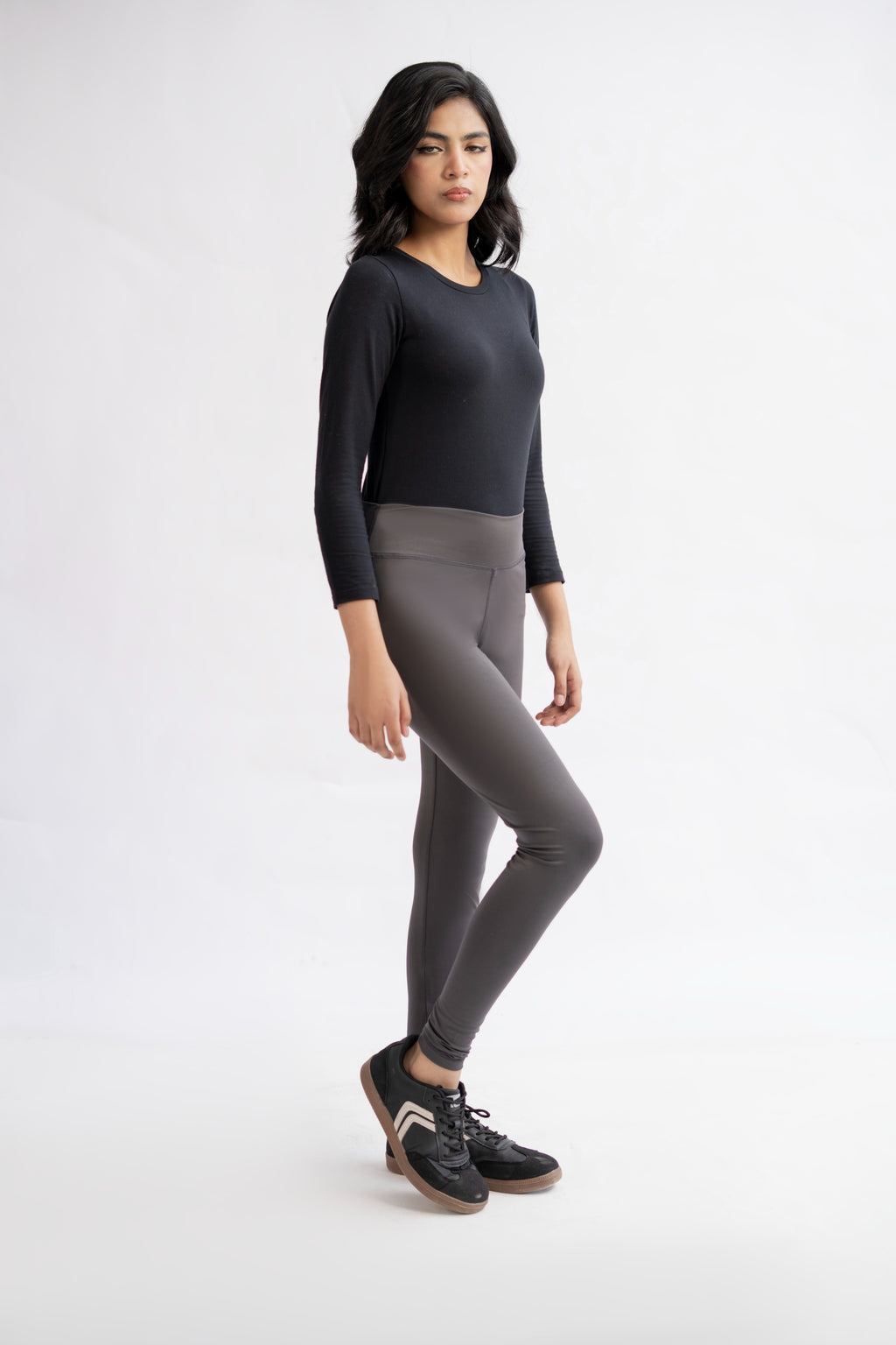 Pack of 2 Premium Slim Fit Tights + Free T-Shirt(Olive Green & Charcol Grey) E6
