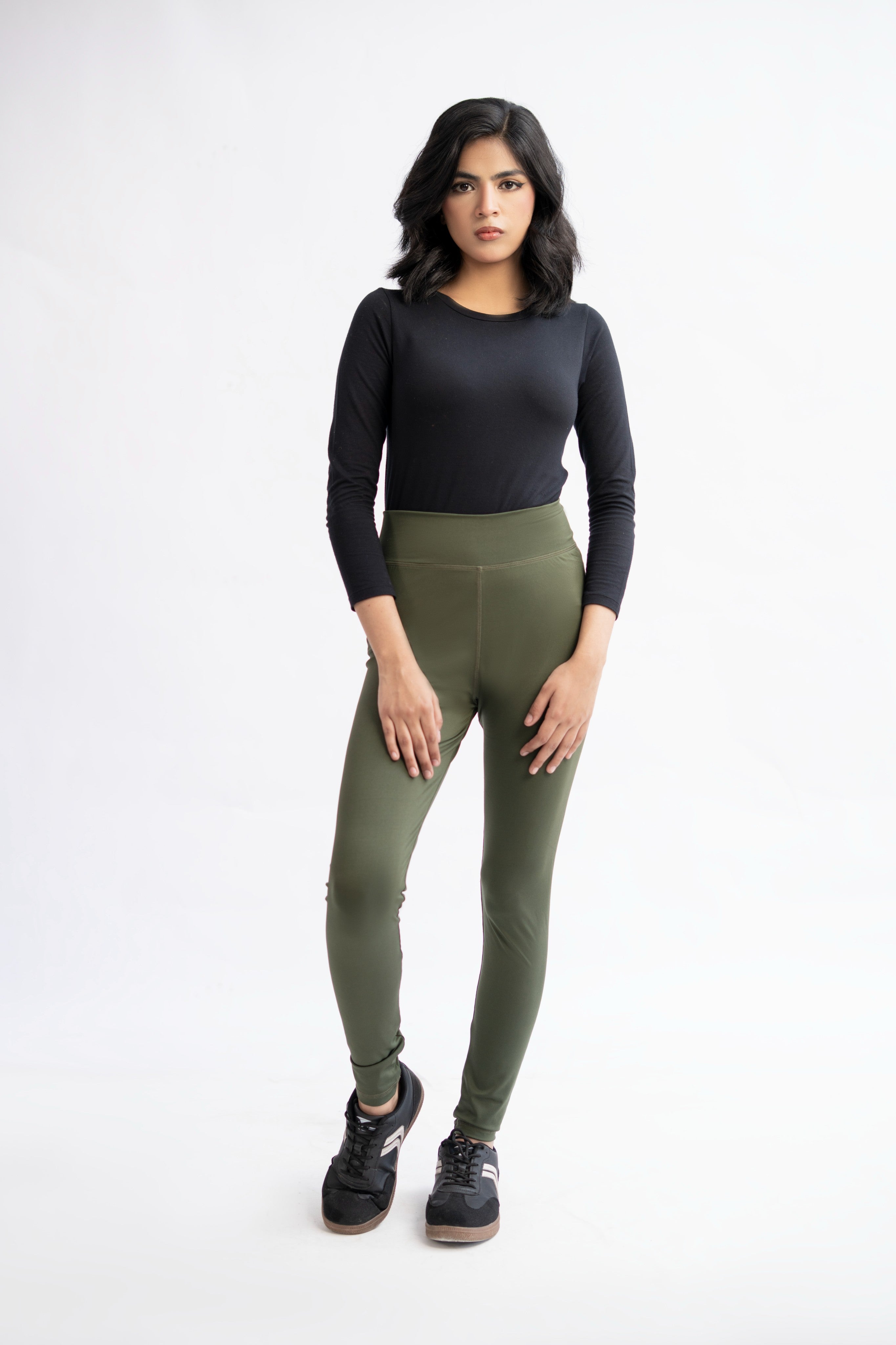 LB-Stylish Olive Green Tights E2 | Premium Sports & Casual Leggings for Ladies