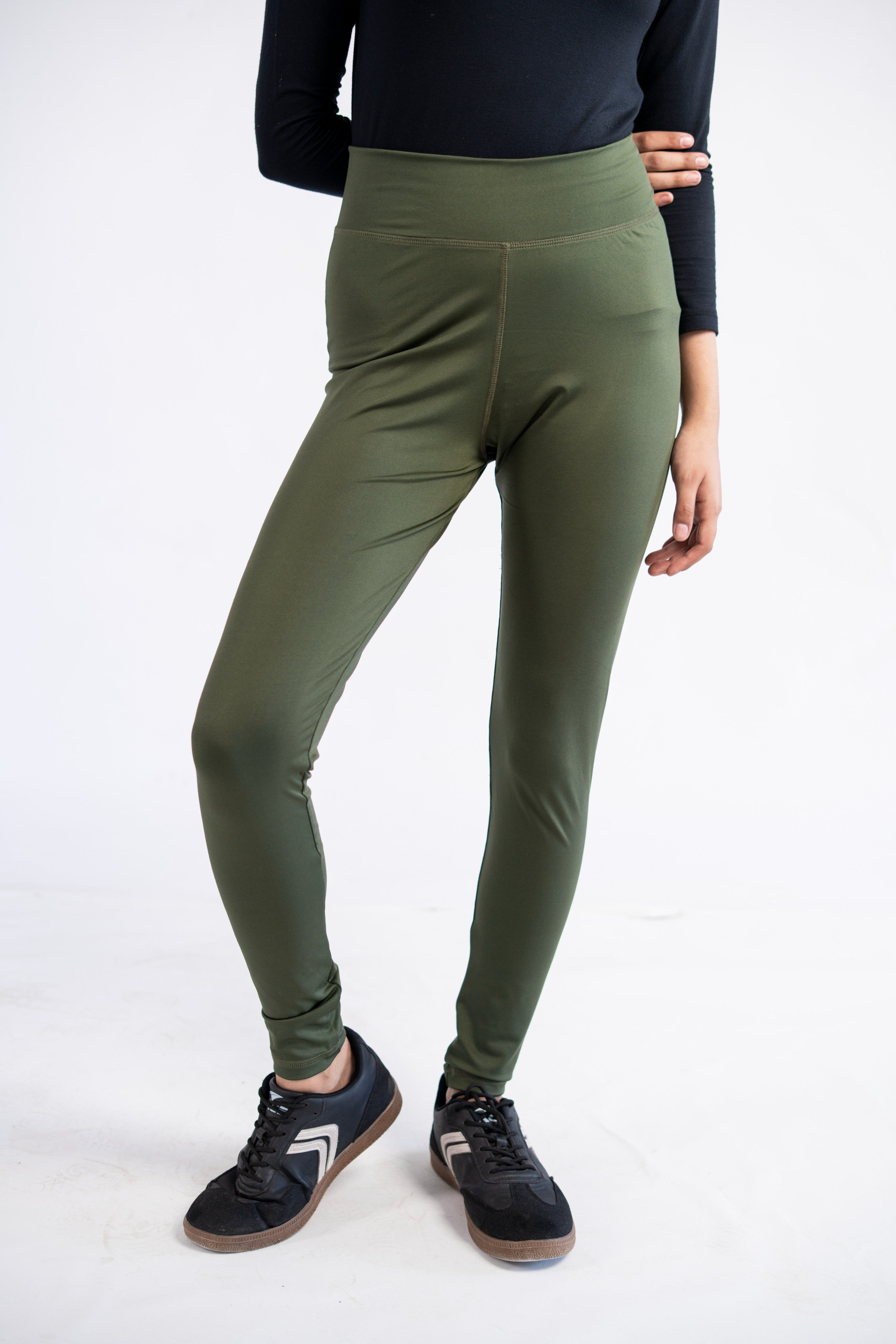 Pack of 3 Premium Slim Fit Tights + Free T-Shirt (Navy Blue, Black, Olive Green) E7