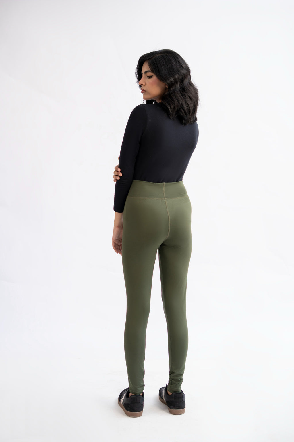 Pack of 2 Premium Slim Fit Tights + Free T-Shirt(Olive Green & Charcol Grey) E6