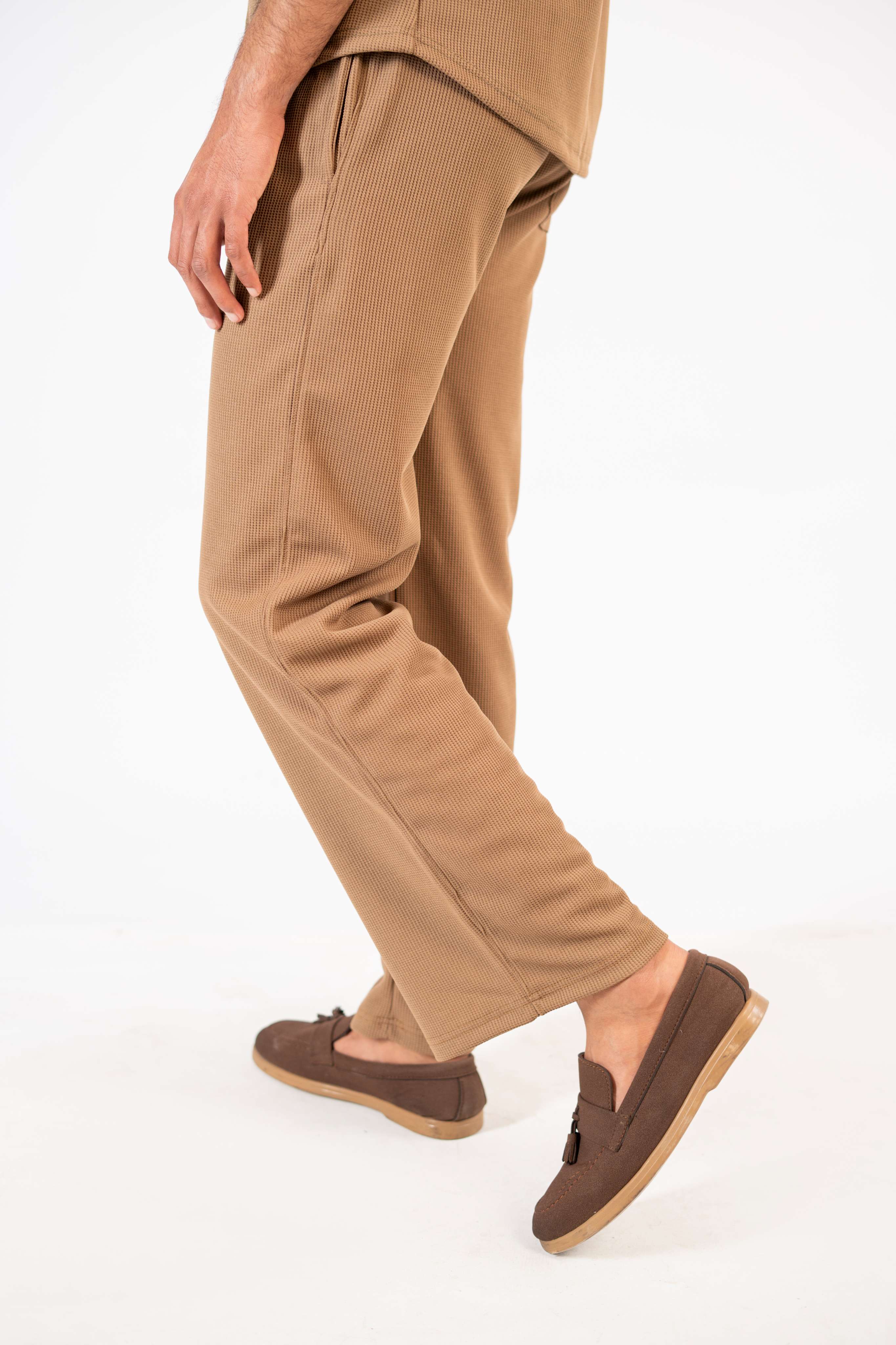 Waffle Coffee Brown Relaxed Fit Trouser - D11