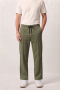 Light Olive Wide-Leg Comfort Trouser Black Piping - D24