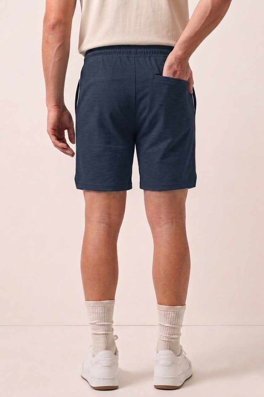 Navy Blue Striped Athleisure Shorts X3