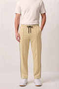 Cream Wide-Leg Comfort Trouser Black Piping - D25