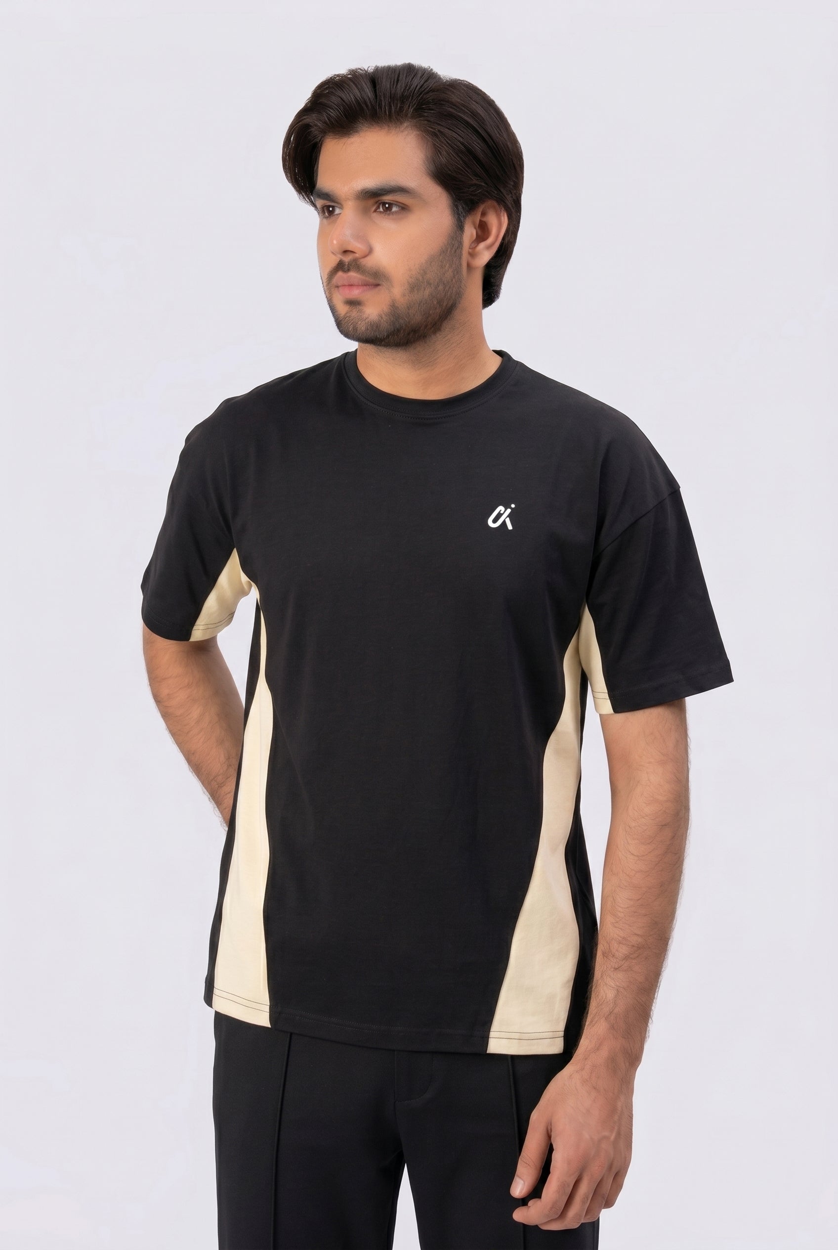Black Panel Logo T-Shirt T13
