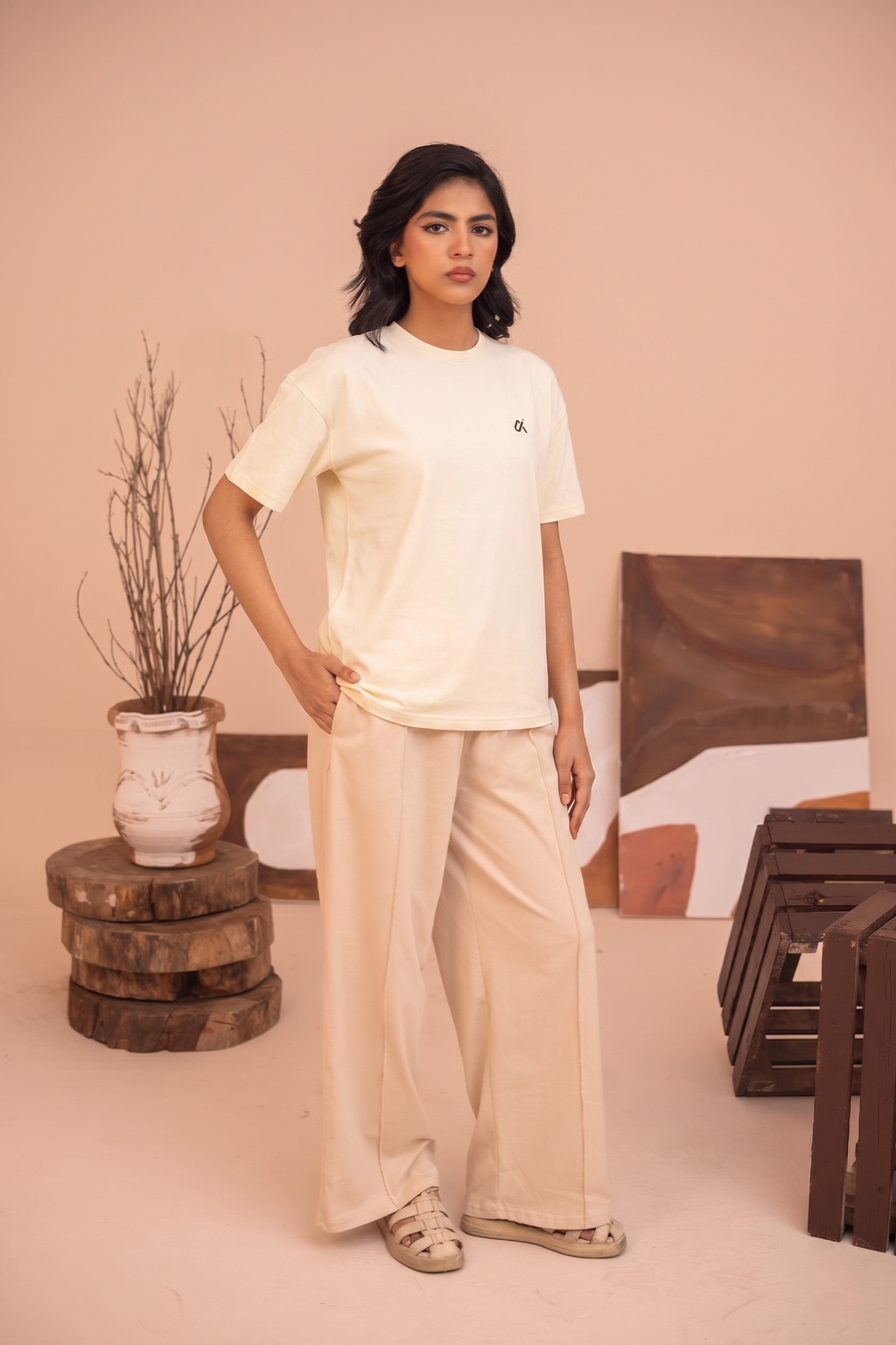 Cream Essential Oversized Tee S6