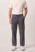 Charcoal Grey Wide-Leg Comfort Trouser Black Piping - D27