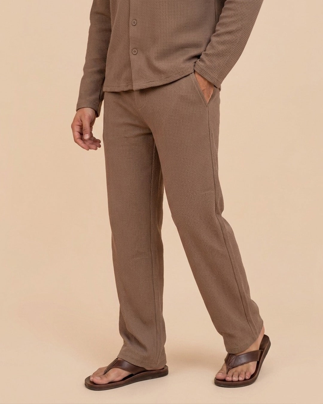 Waffle Chocolate Relaxed Fit Trouser – D13