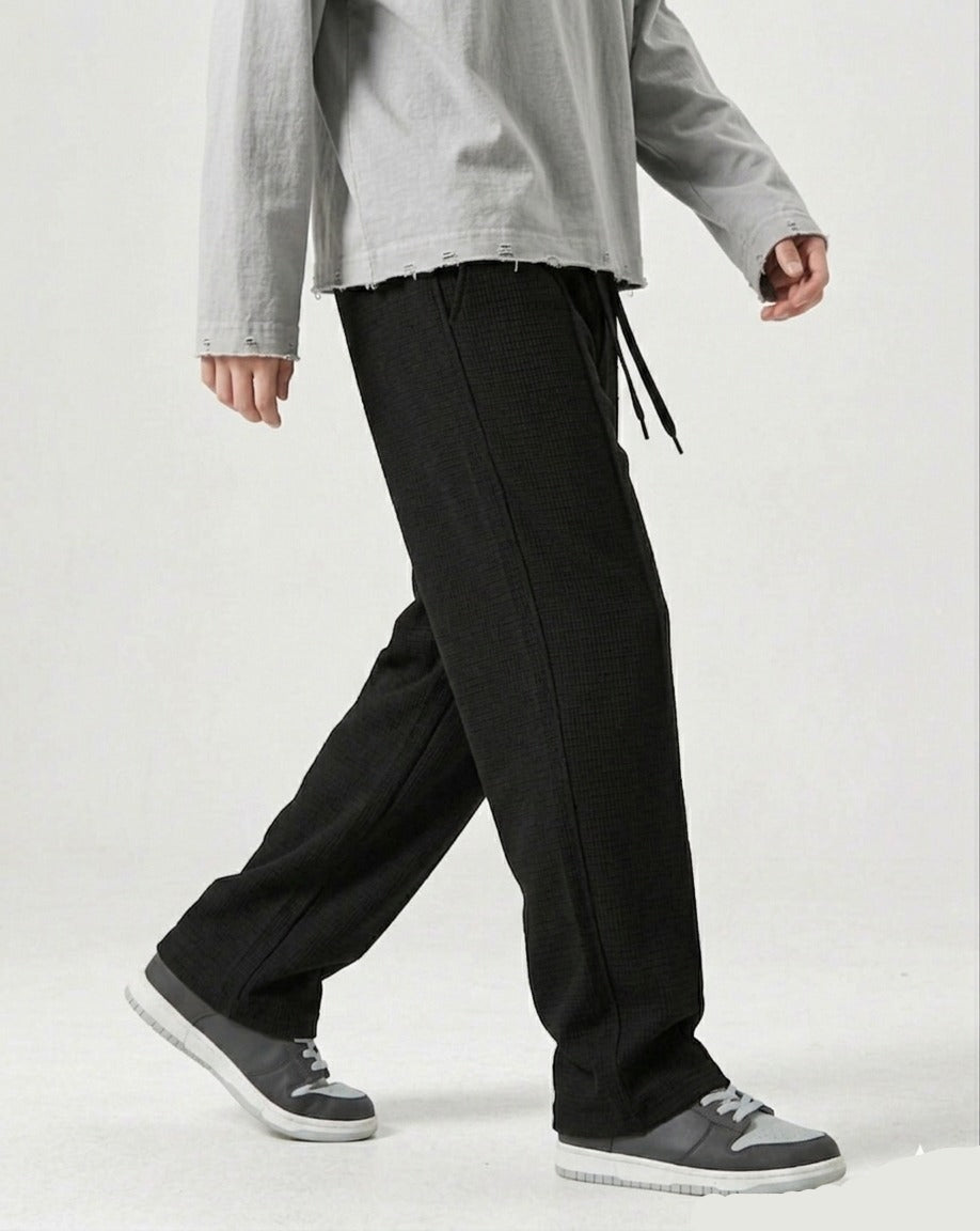Waffle Relaxed Fit Trousers – Black D21