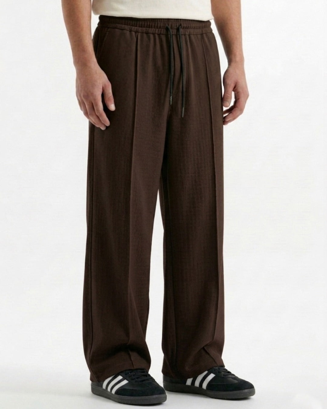 Waffle Relaxed Fit Trousers – Brown D18