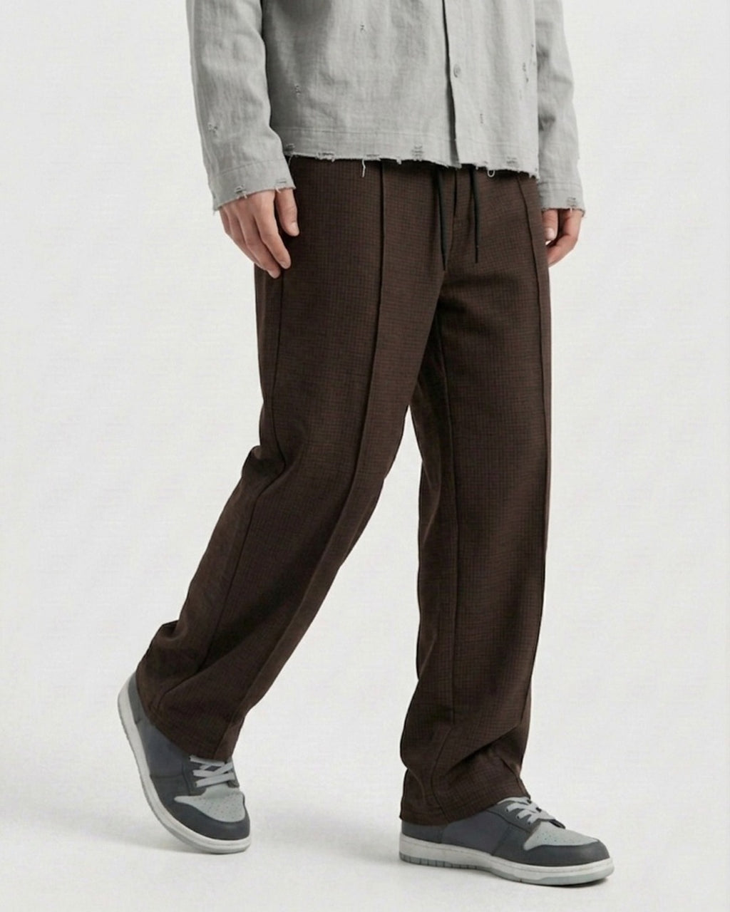 Waffle Relaxed Fit Trousers – Brown D18
